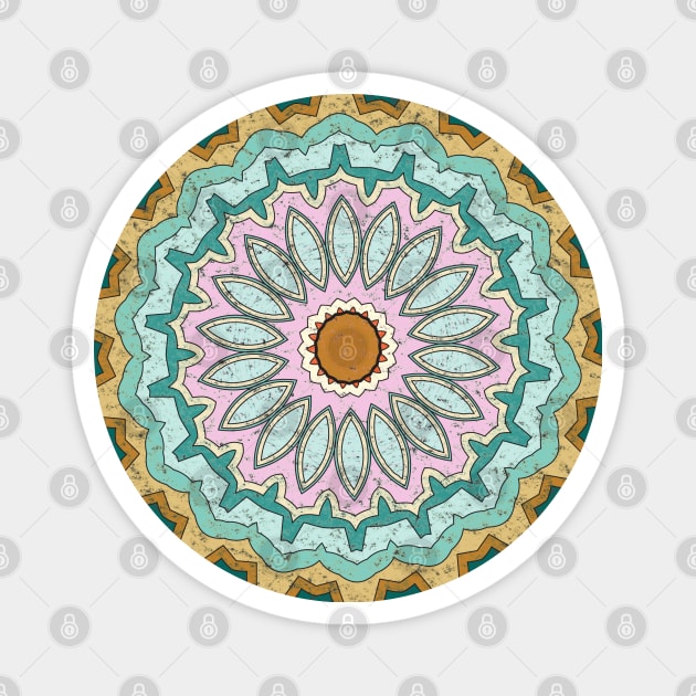 vintage decorative Mandala art Sunflower historical indian repeated pattern Magnet by Vector Pro